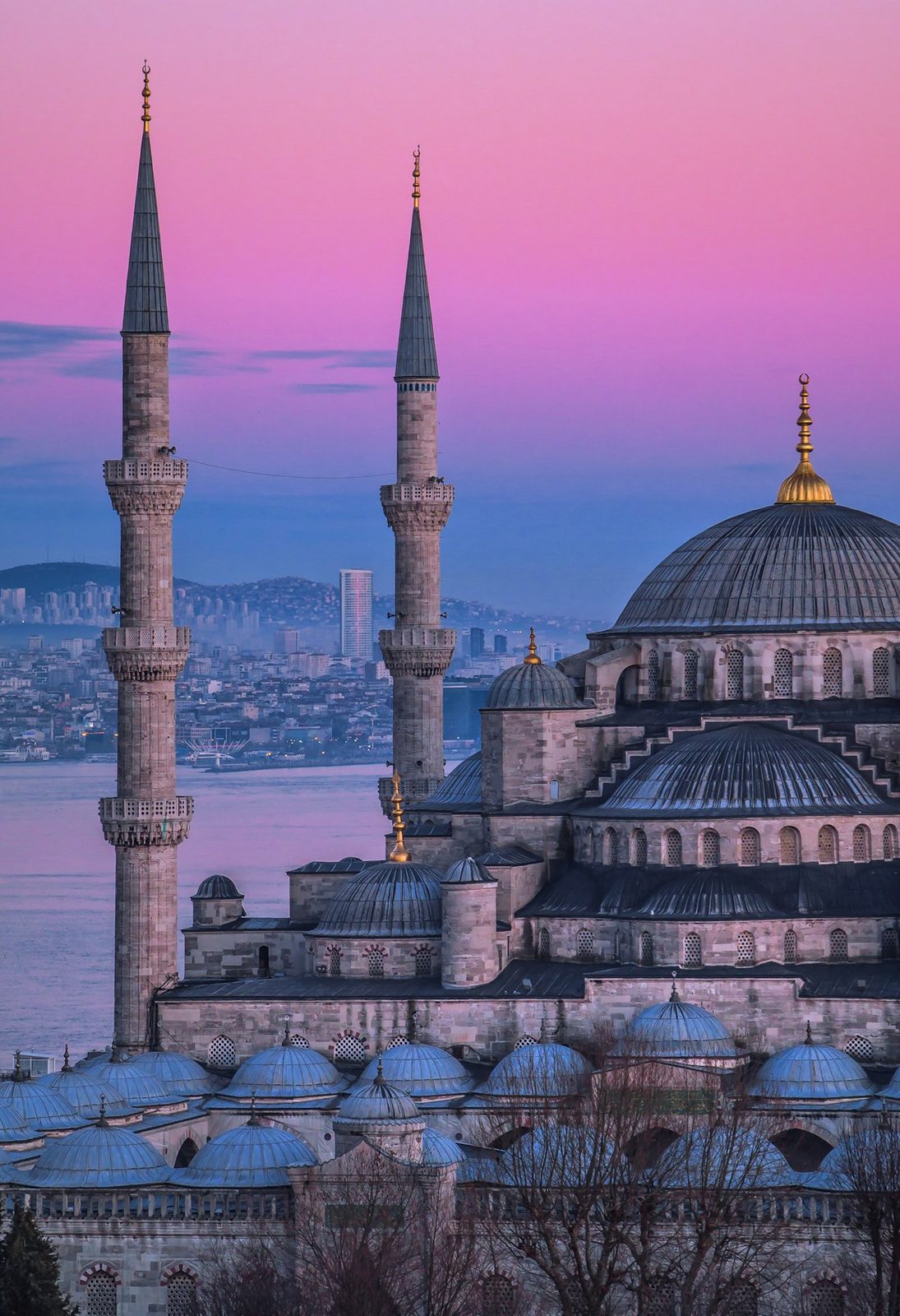 European couple overlooking the Bosphorus from a rooftop terrace
